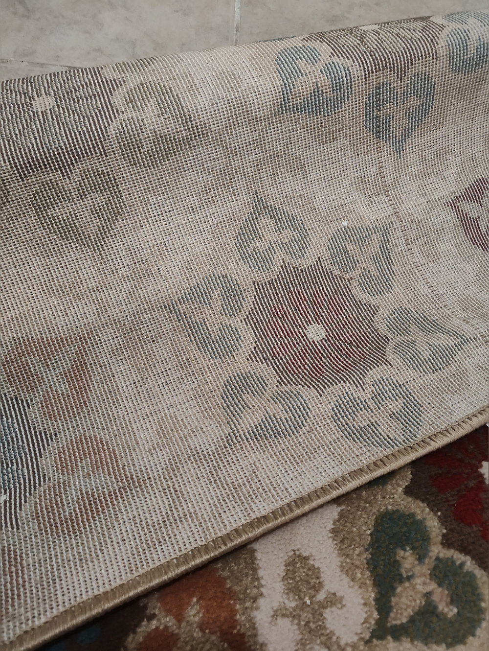 Decorative Floral Runner Rug in Cream with Multi-Color Medallions - Picture 6 of 11